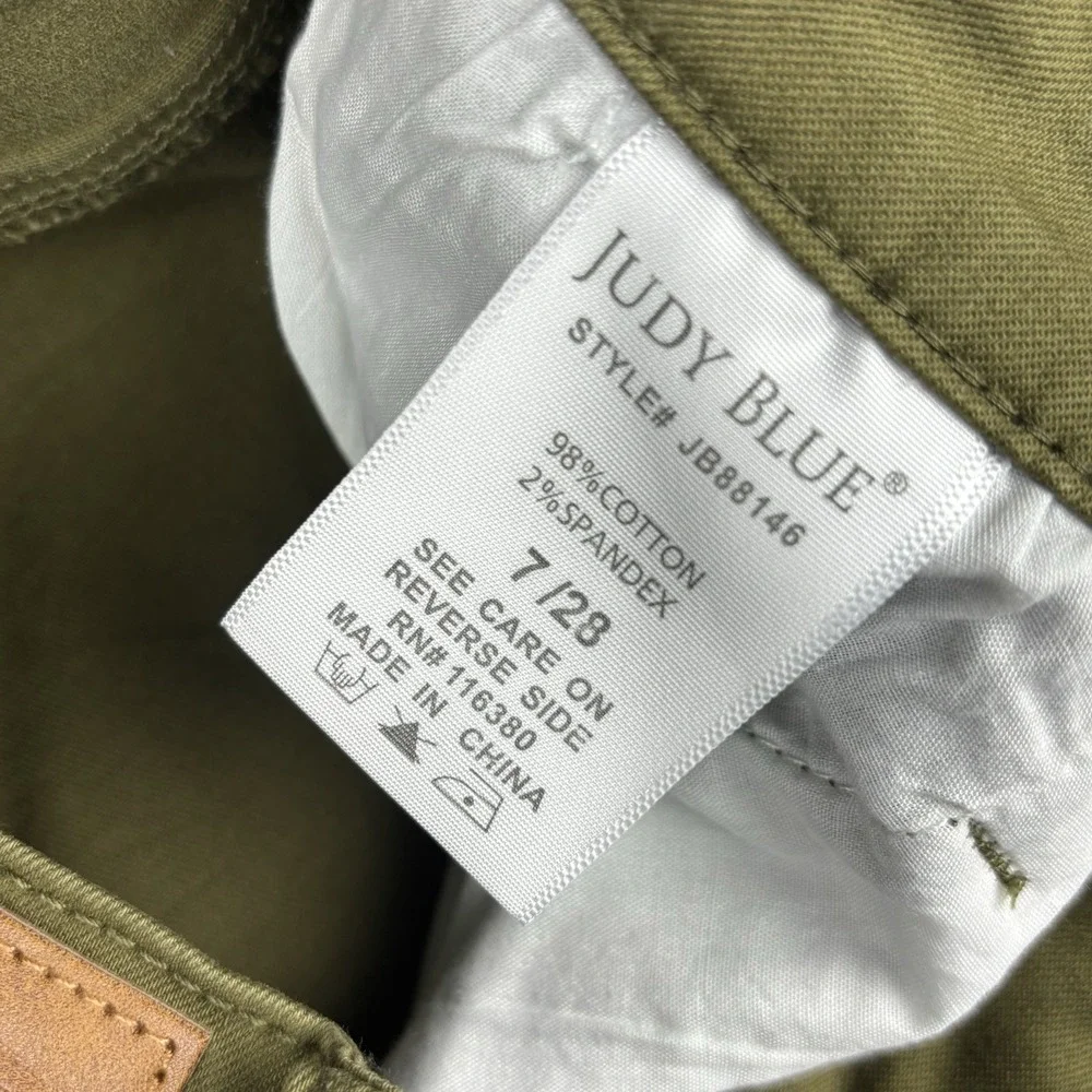 Judy Blue Los Angeles Jeans Women's 7/28 Skinny Fit Olive Green Trendy‎ Casual